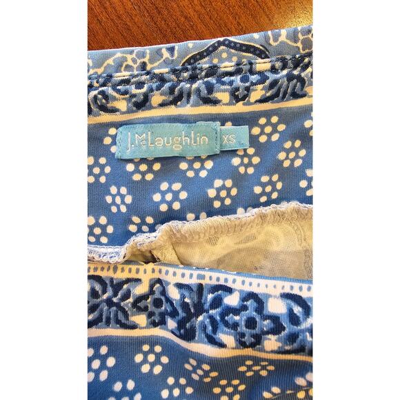 J McLaughlin Blue White Print Pull on Pants/Leggings Casual Workout Wear Sz XS - Picture 8 of 9